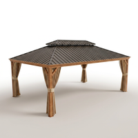 14 Ft. X 22 Ft. Double Galvanized Steel Roof Aluminum Wood-Looking Frame Outdoor Patio Hardtop Gazeb — Studio Shot