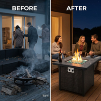 32 In. Propane Fire Pit Table, 40,000 BTU Auto-Ignition Gas Fire Table for outside Patio — Before & After