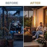40000 -BTU Brushed Bronze Steel Floorstanding Liquid Propane Patio Heater — Before & After