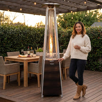 40000 -BTU Brushed Bronze Steel Floorstanding Liquid Propane Patio Heater — Lifestyle