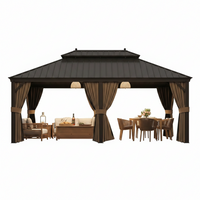Outdoor Patio Gazebo Built for Year-Round Use, 14x20 Ft Steel Roof, Aluminum Frame, Curtains & Netting